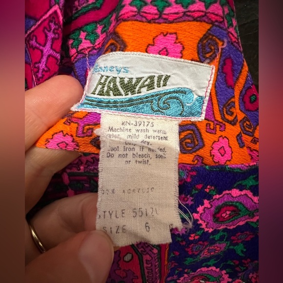 Vintage Made in Hawaii Tropical Maxi Dress 6 - Picture 10 of 11